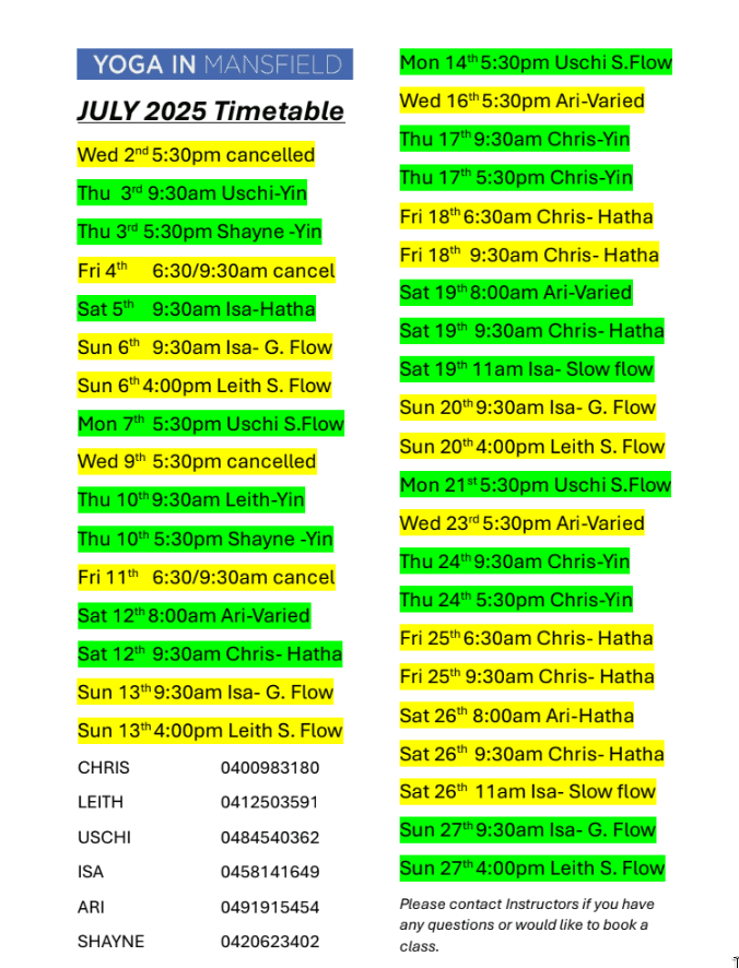 Schedule